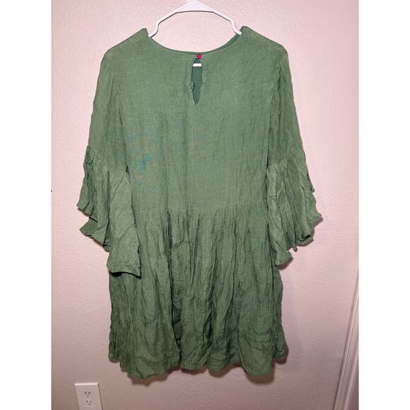 Umgee Floral Embroidered Bell Sleeve Tunic Dress - Size L - Picture 7 of 10